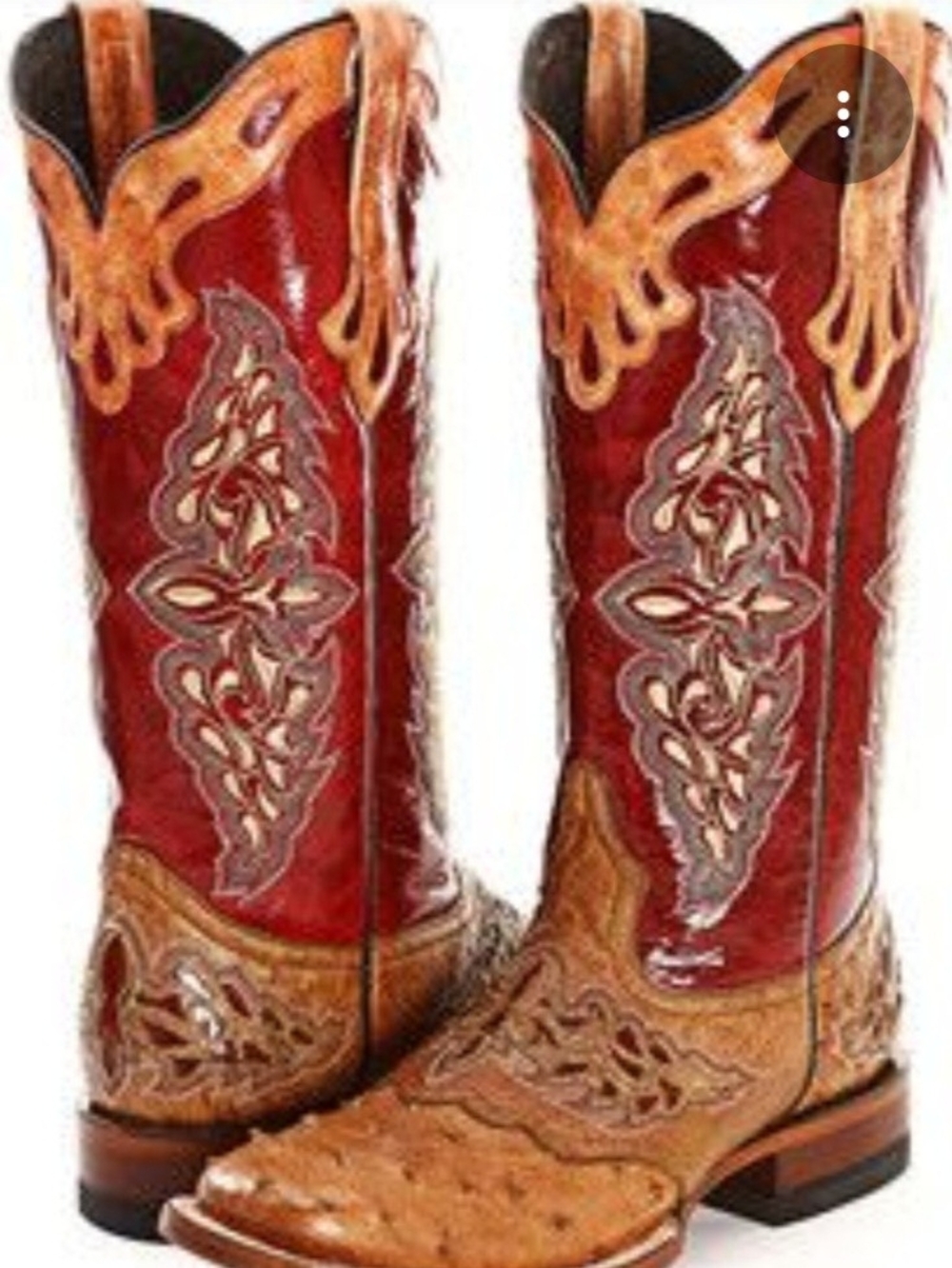 Lucchese Red and Tan Leather Western Heeled Boots